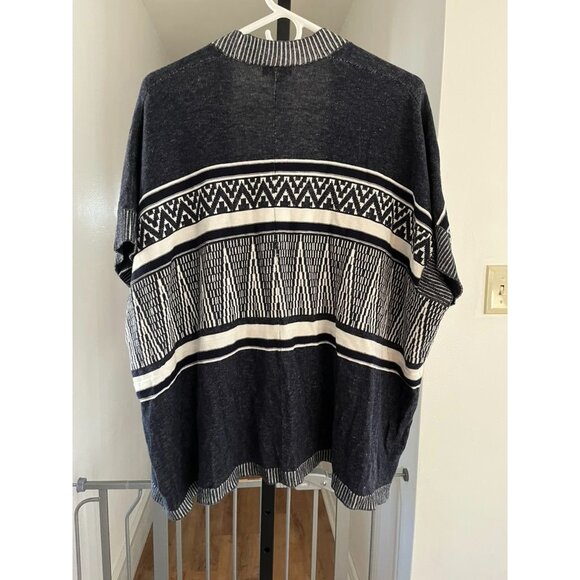 NWOT Eddie Bauer Womens S/M Open Front Cardigan With Geometric Pattern Cotton Bl - Picture 2 of 7